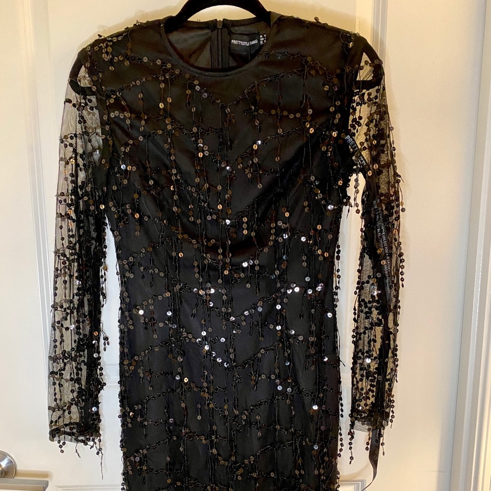 NWT Black Sparkle Fringe Dress